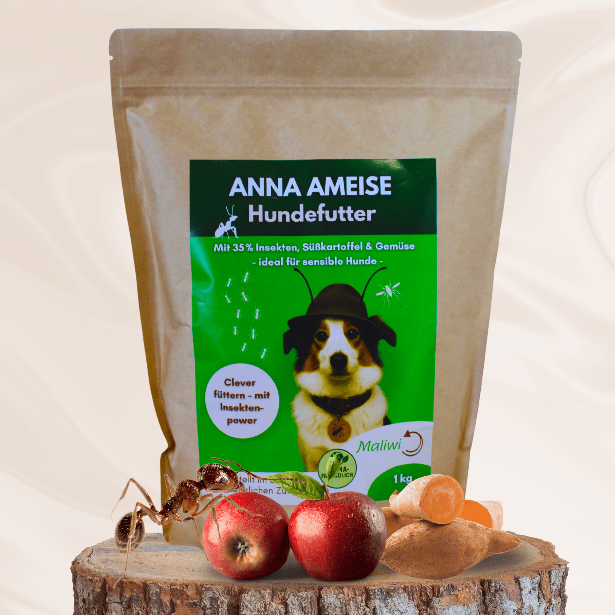 Hundefutter mit Insekten & Gemüse