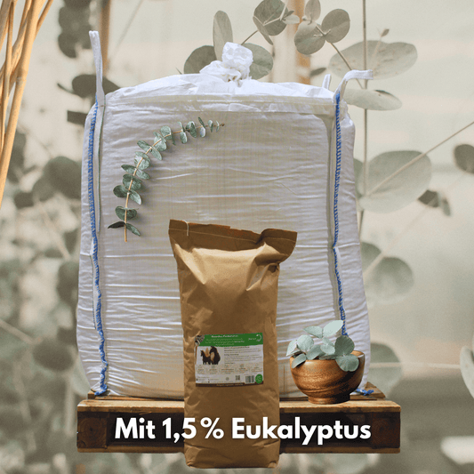 Feldbett – Miscanthus Eukalyptus - Einstreu 8 mm 500 kg BigBag - Maliwi Shop