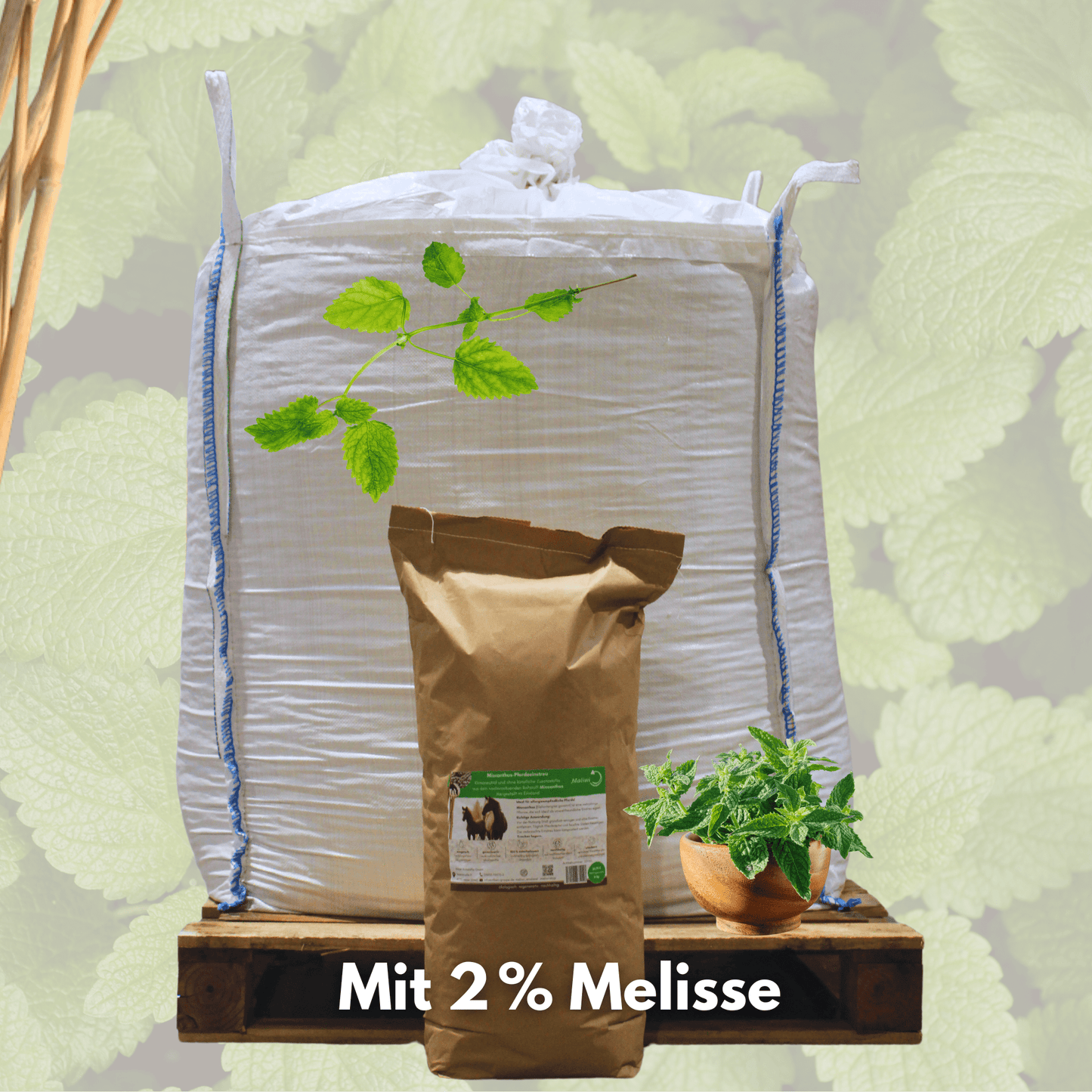 Feldbett – Miscanthus Melisse - Einstreu 8 mm 500 kg BigBag - Maliwi Shop
