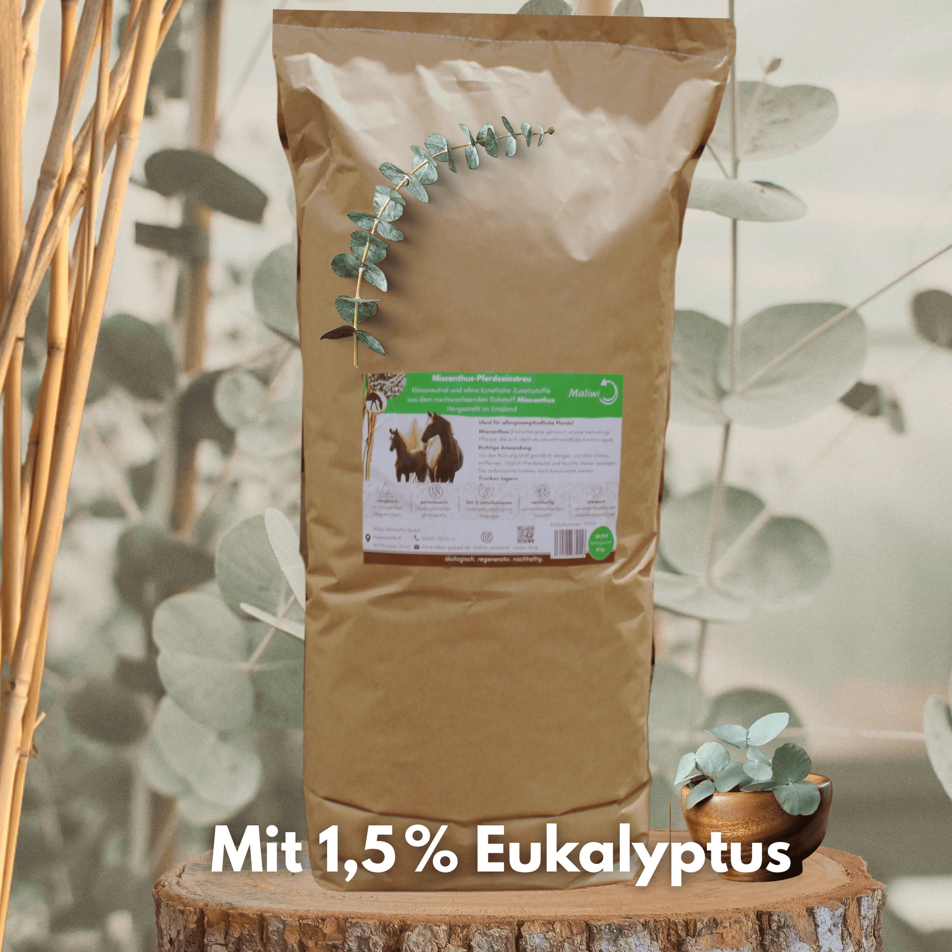 Feldbett – Miscanthus Eukalyptus - Einstreu Sackware 8 mm - Maliwi Shop