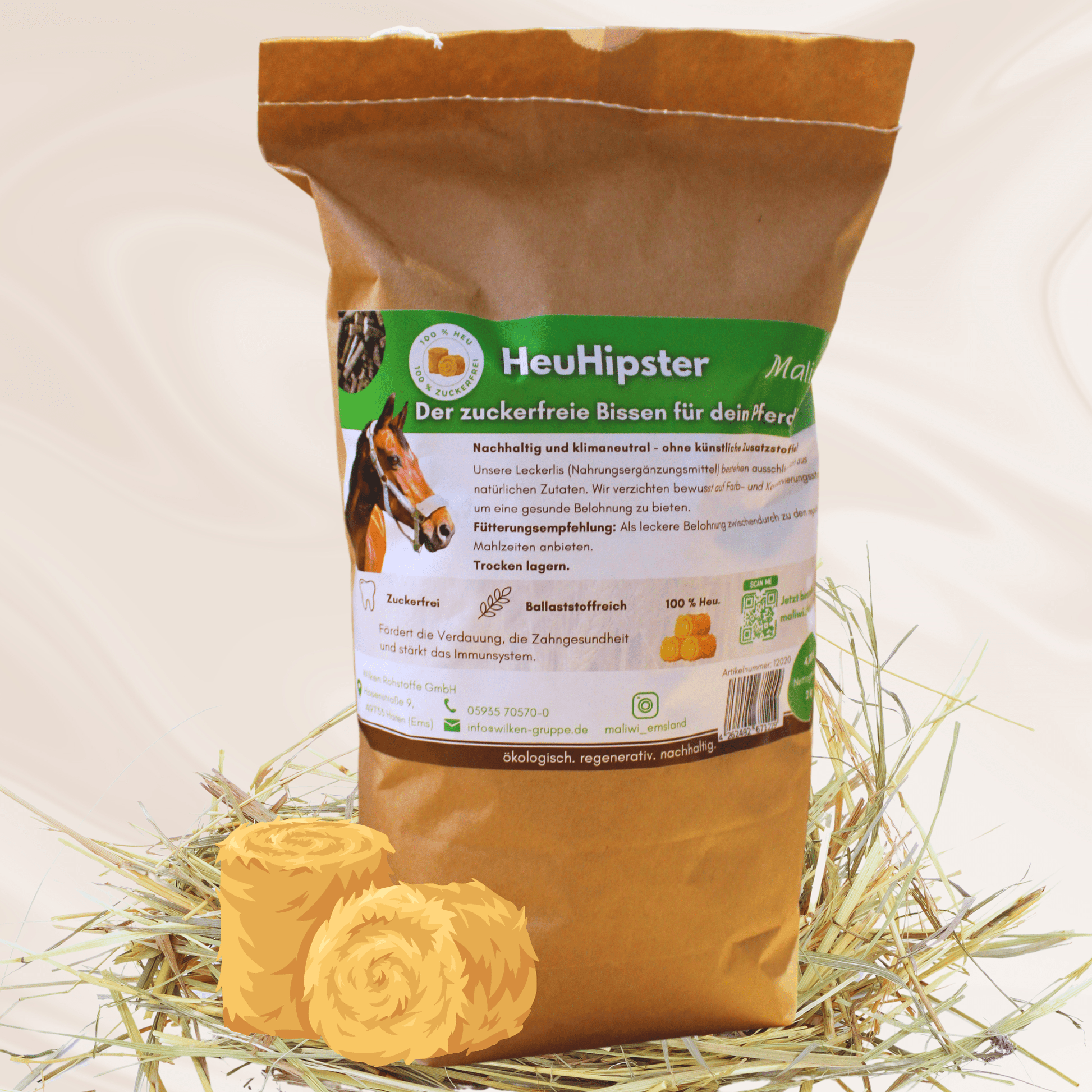 HeuHipster Heucobs – zuckerarmes, ballaststoffreiches Pferdefutter aus 100 % Heu