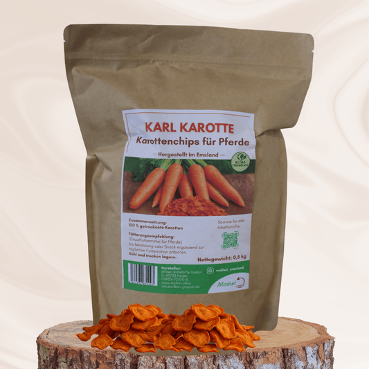 maliwi karl karotte – karottenchips für pferde aus getrockneten karotten ohne zusätze