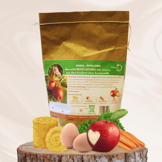 Mama Äpfelchen Pferdeleckerli – gesunder Snack mit Apfel, Karotte & Ei – ohne Zusatzstoffe, 2 kg Verpackung
