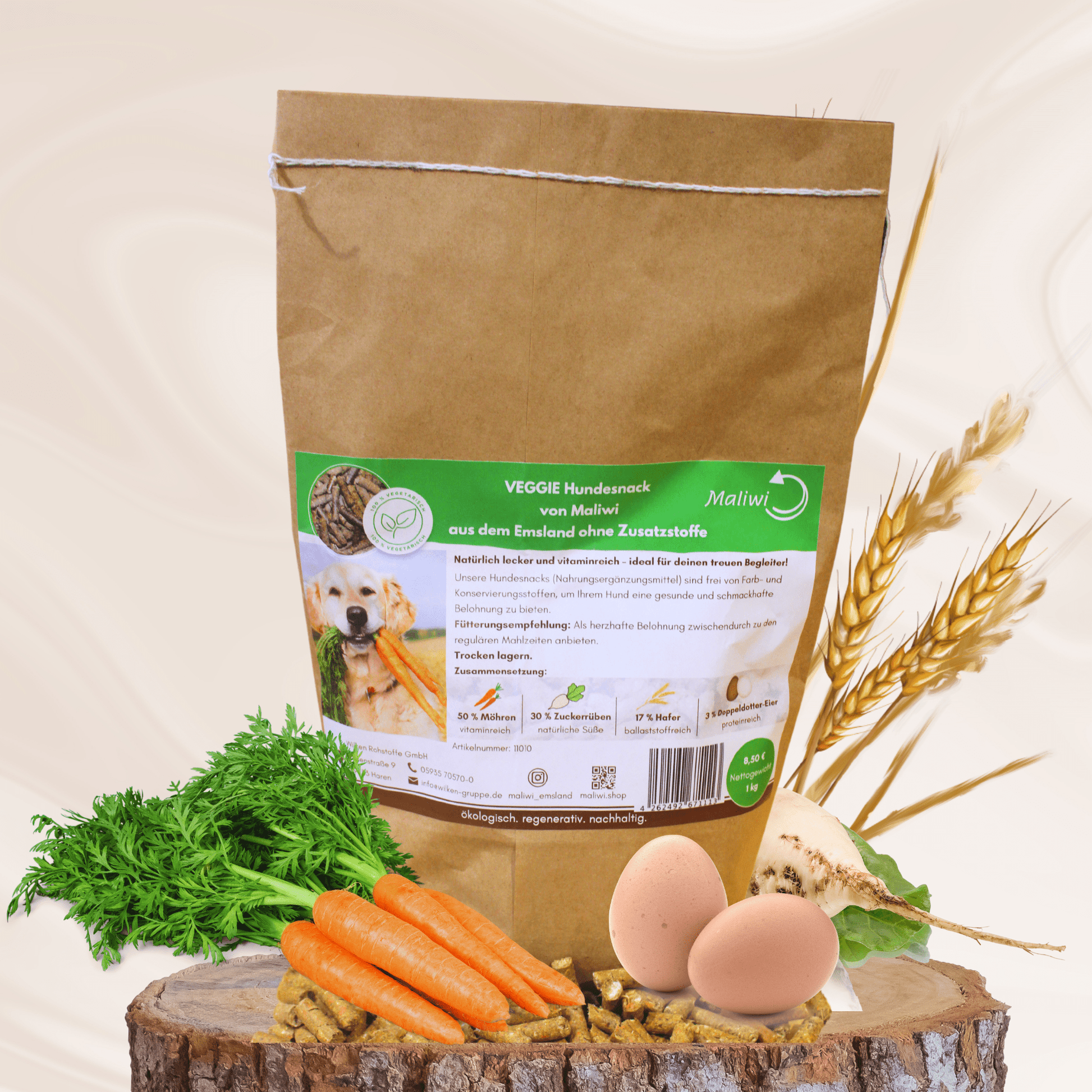 Veggie Columbus Hundesnack mit Möhren, Topinambur und Ei – getreidefrei und ballaststoffreich