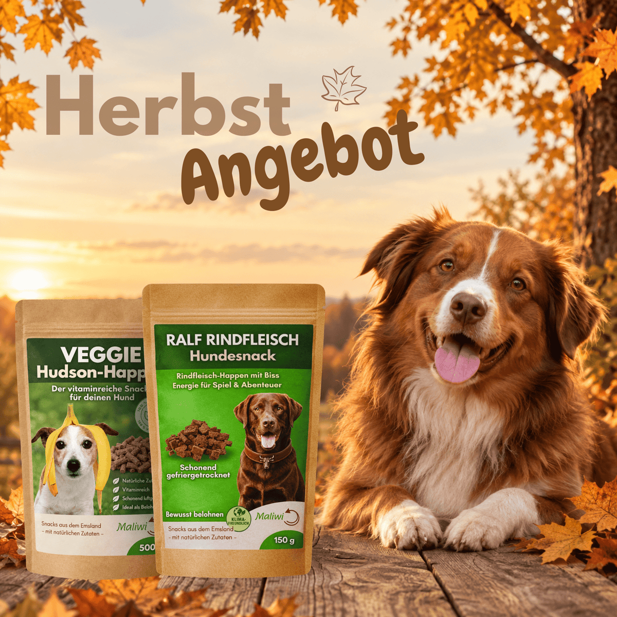 Herbst-Angebot für deinen Hund - Hudson Happen 500 g & Ralf Rindfleisch 150 g - Maliwi Shop