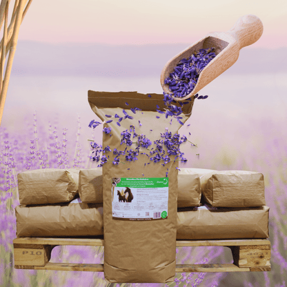 Feldbett – Miscanthus Lavendel - Einstreu Sackware 8 mm - Maliwi Shop
