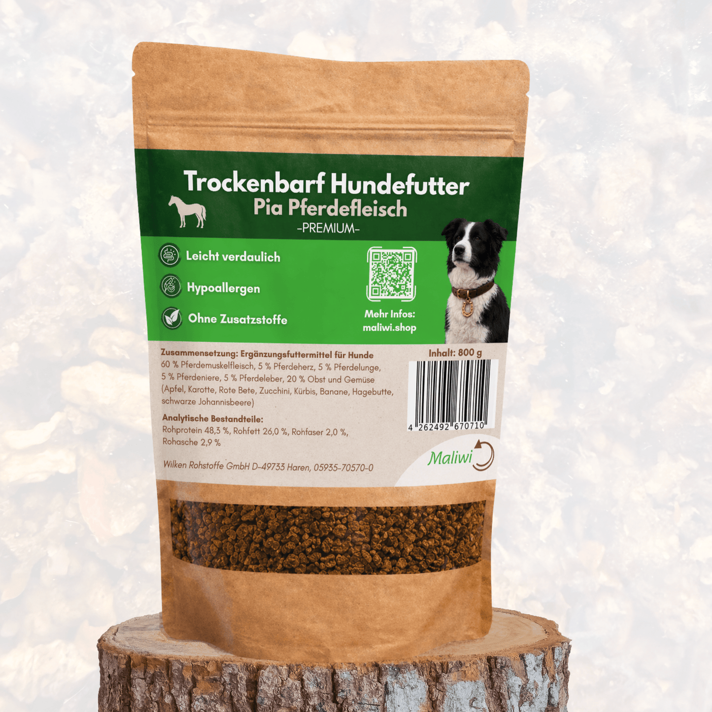 Pia Pferdefleisch - Premium BARF Hundefutter I 800 g - Maliwi Shop