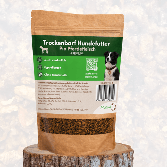 Pia Pferdefleisch - Premium BARF Hundefutter I 800 g - Maliwi Shop