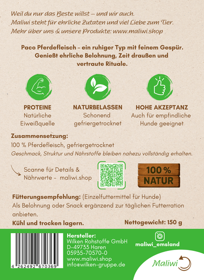 Paco Pferdefleisch - Happen 150 g - Maliwi Shop