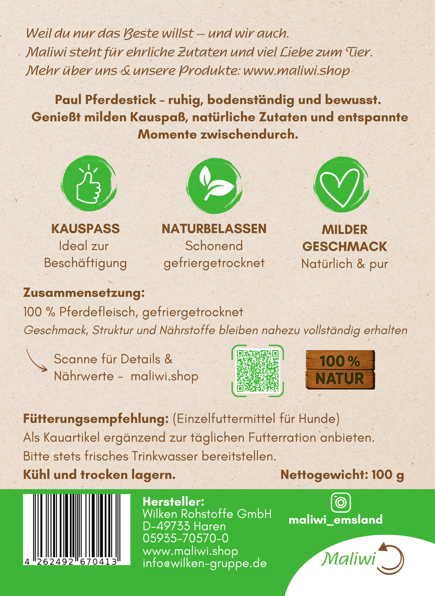 Paul Pferdestick 100 g - Maliwi Shop