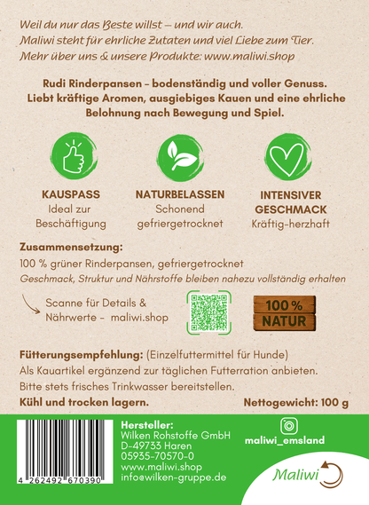 Rudi Rinderpansen - Grüner Rinderpansen 100 g - Maliwi Shop