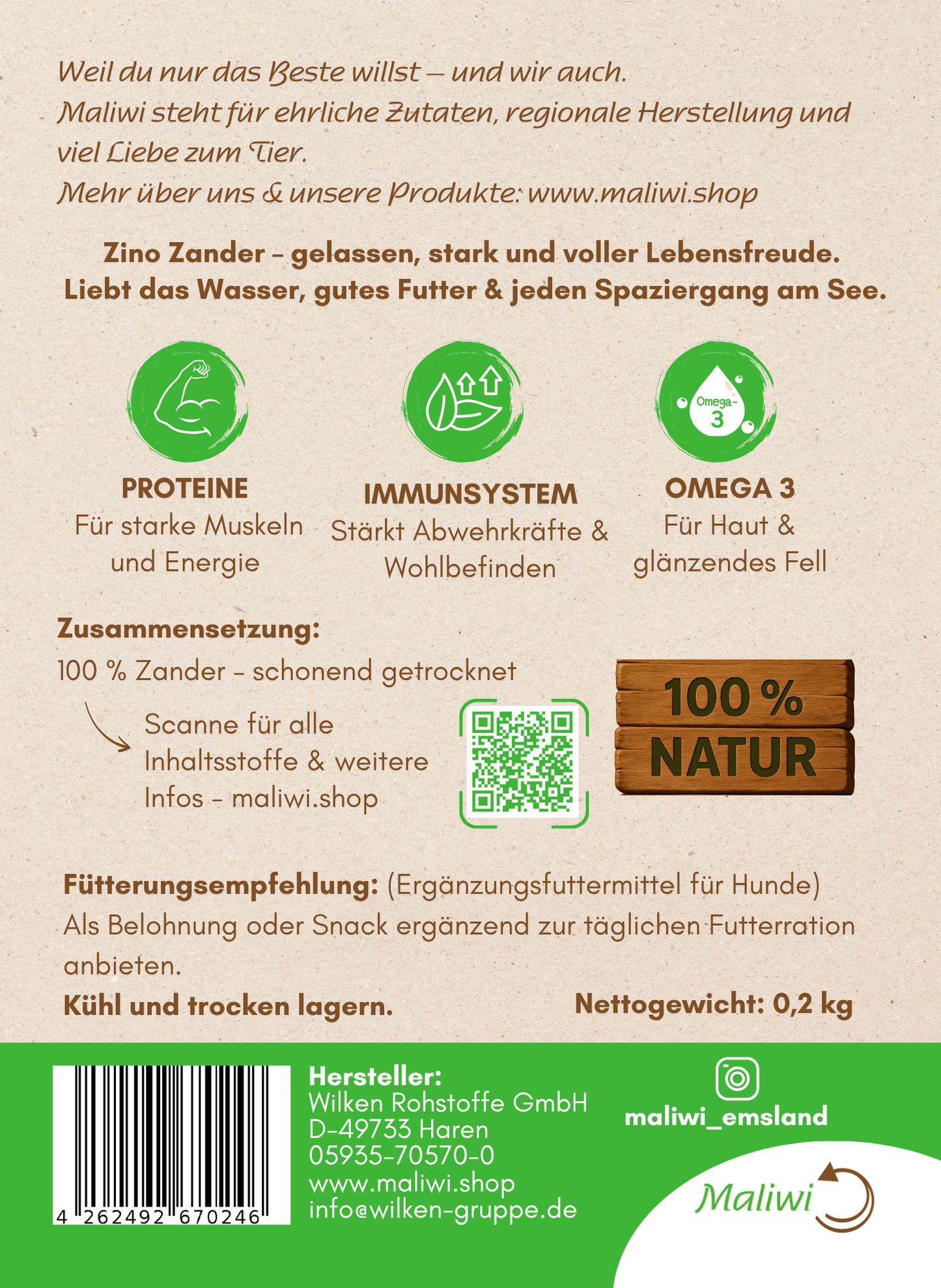 Zino Zander - Omega - 3 & Vitalität | Fischsnack 200 g - Maliwi Shop