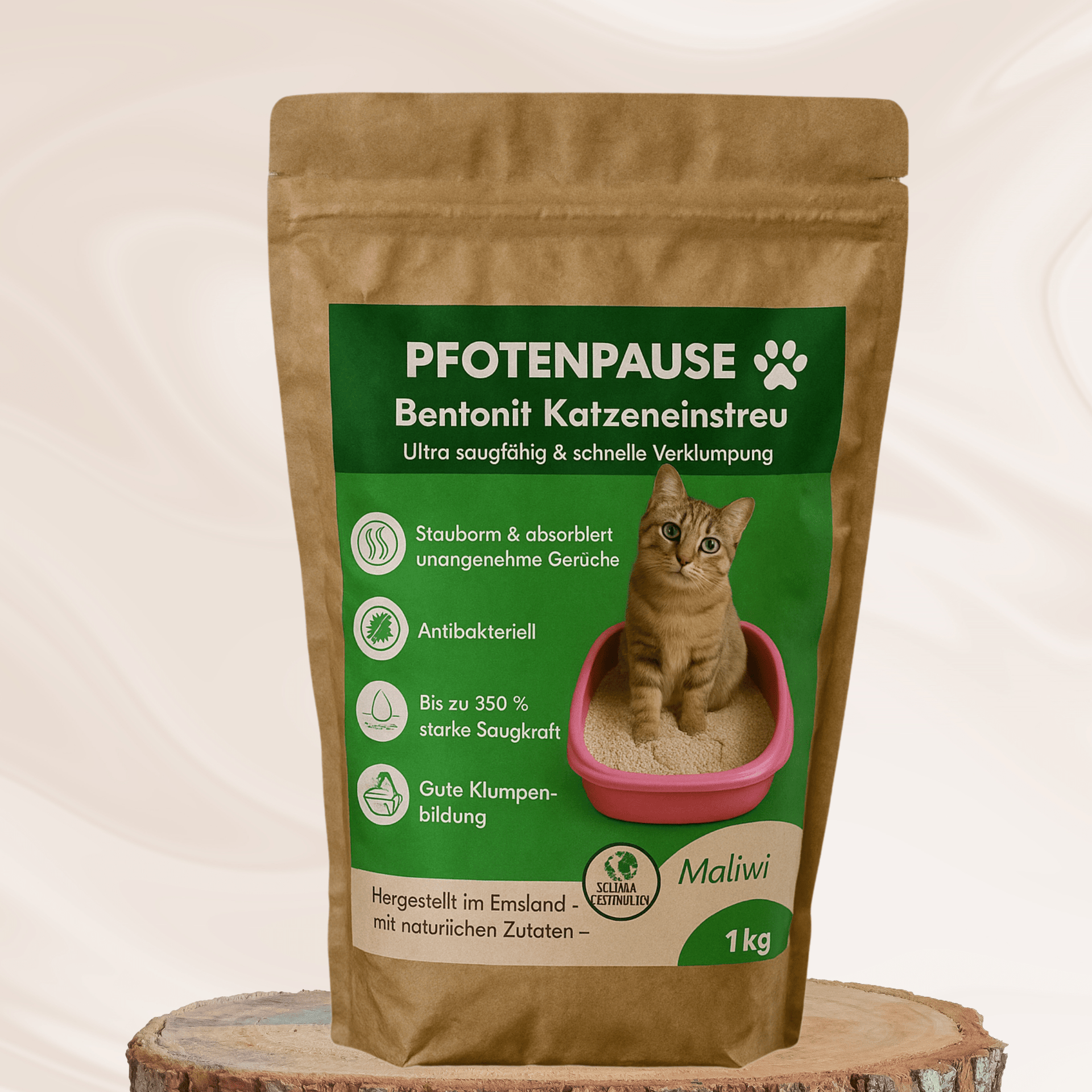 Bentonit Katzenstreu  staubarm, klumpend & ultra saugstark  Maliwi Shop