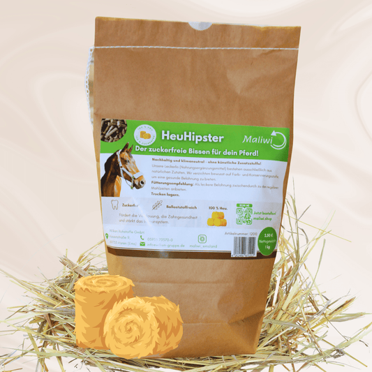 HeuHipster Heucobs 1 kg – 100 % naturreines Heu für Pferde, ballaststoffreich, staubarm & ohne Zusatzstoffe – Ergänzungsfuttermittel aus dem Emsland