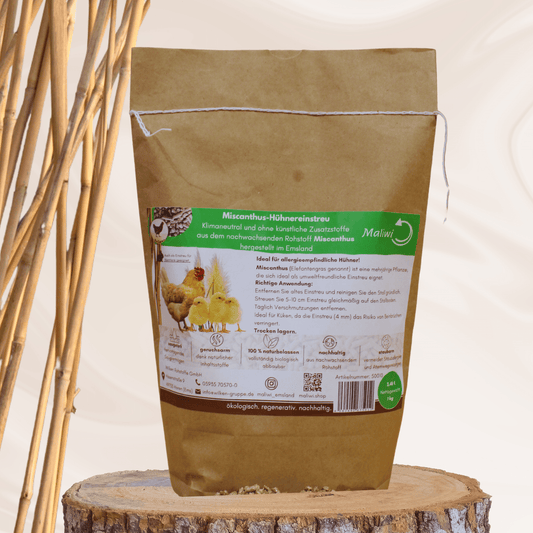 Hühner Einstreu 1 kg – staubarm, saugstark & kompostierbar aus Miscanthus, ideal für Nistplätze und ein gesundes Stallklima