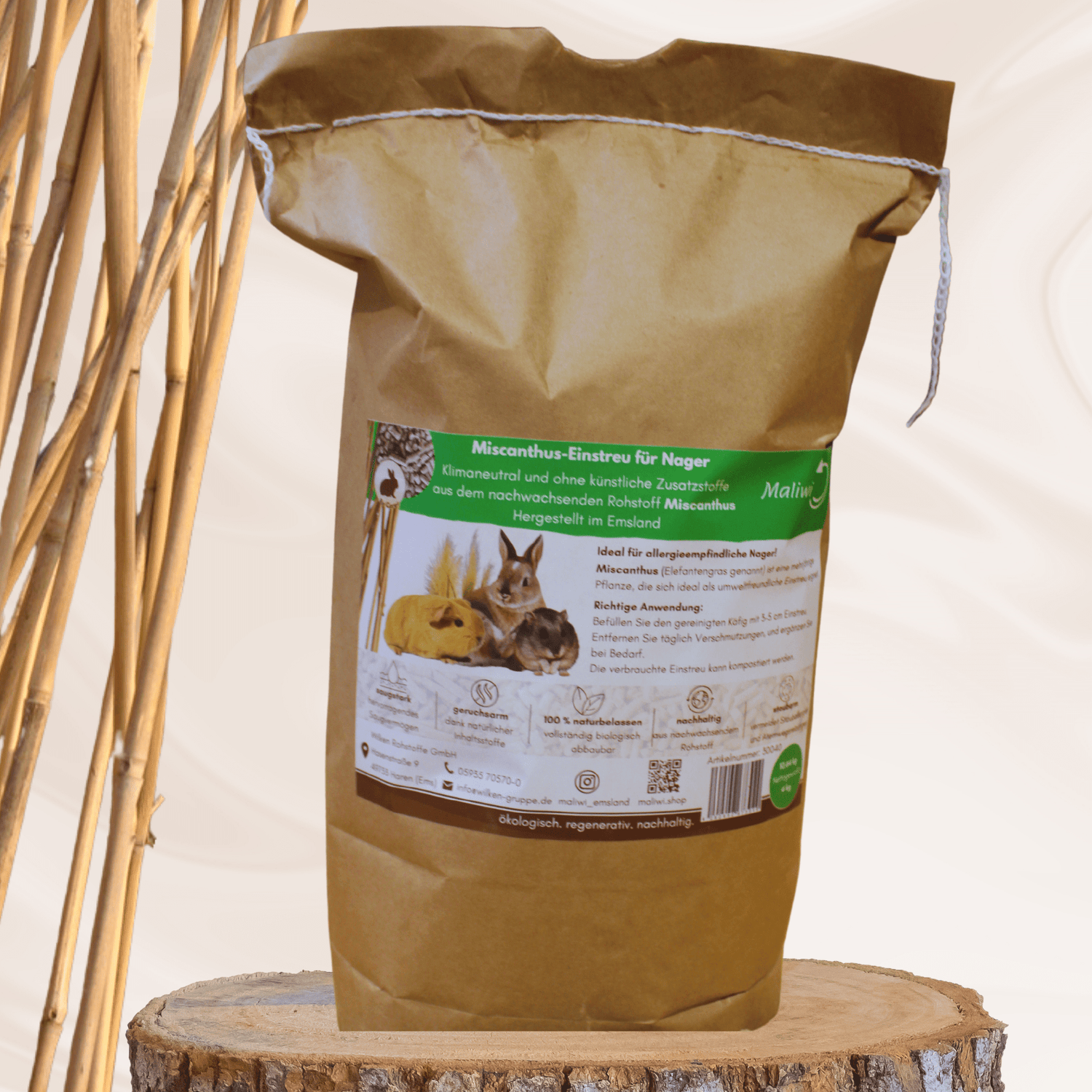 Miscanthus Einstreu für Nager – staubarme, kompostierbare Streu für Kleintierkäfige